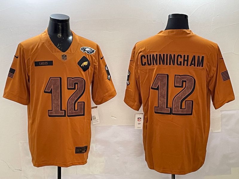 Men Philadelphia Eagles #12 Cunningham Yellow Nike 2025 Salute to Service Limited NFL Jersey style 5->philadelphia eagles->NFL Jersey